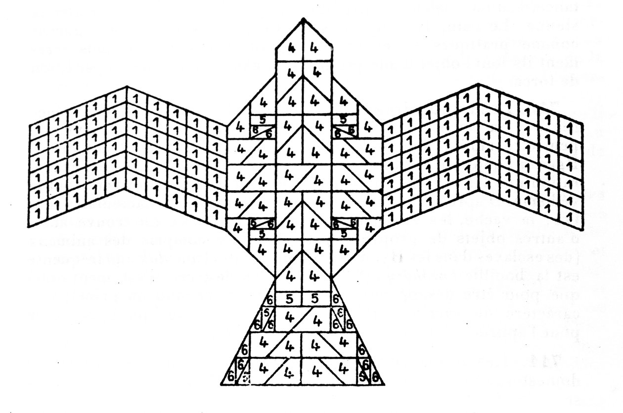 Geometry of the Sulbasutras: Plan of the Fire Altar in the Shape of a Falcon by Unknown artist