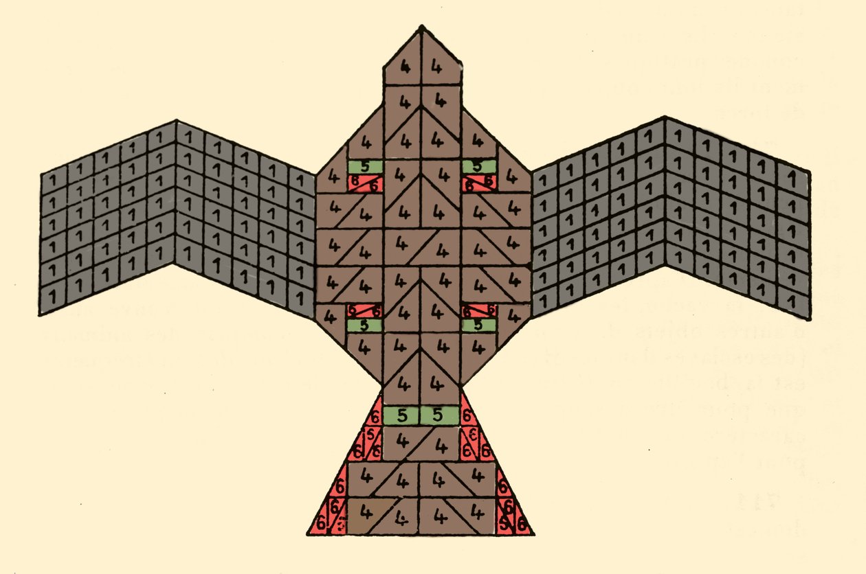 Geometry of the Sulbasutras: Plan of the Fire Altar in the Shape of a Falcon by Unknown artist