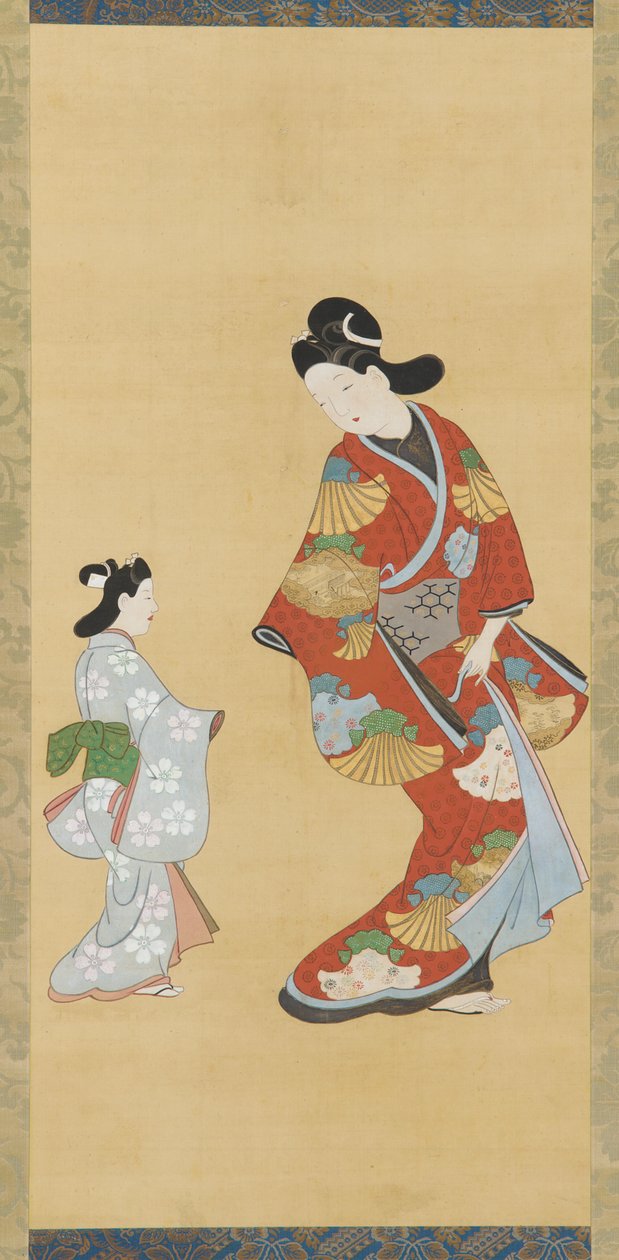 Girl in Scarlet and Gold Dress with a Child by Unknown artist