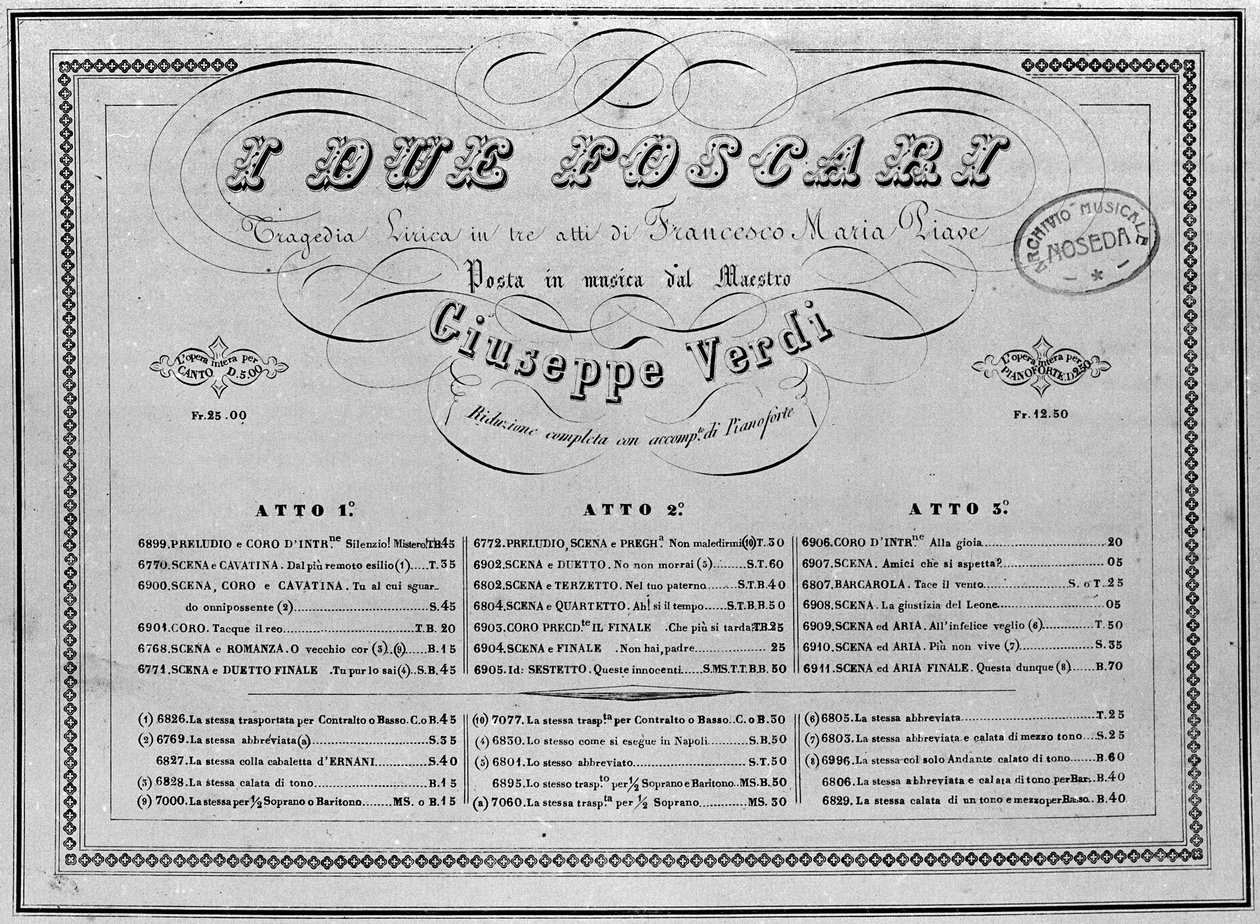 Giuseppe Verdi: sheet music for the opera 