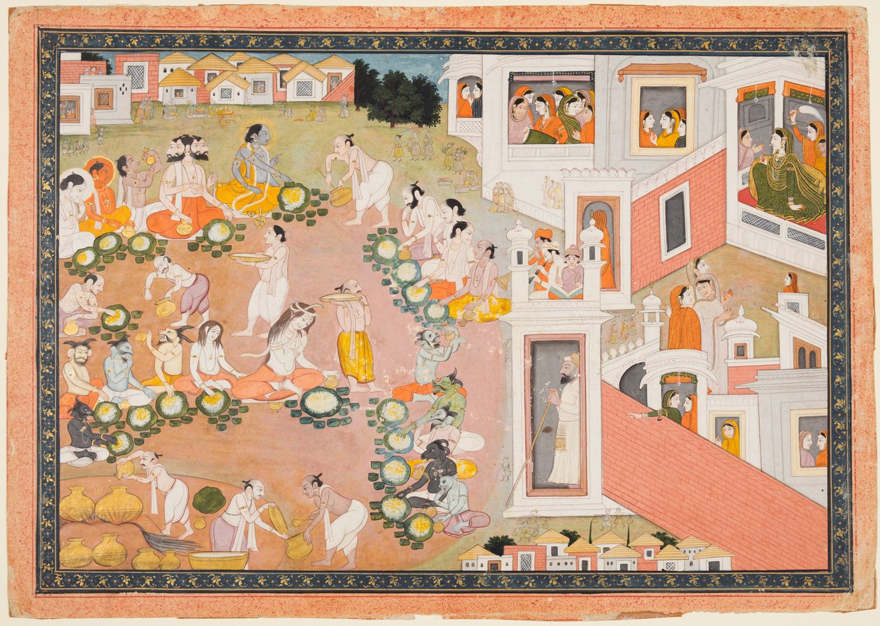 Gods, Rishis, and Demons at the Feast of Rama’s Birth, from a Ramayana by Unknown artist