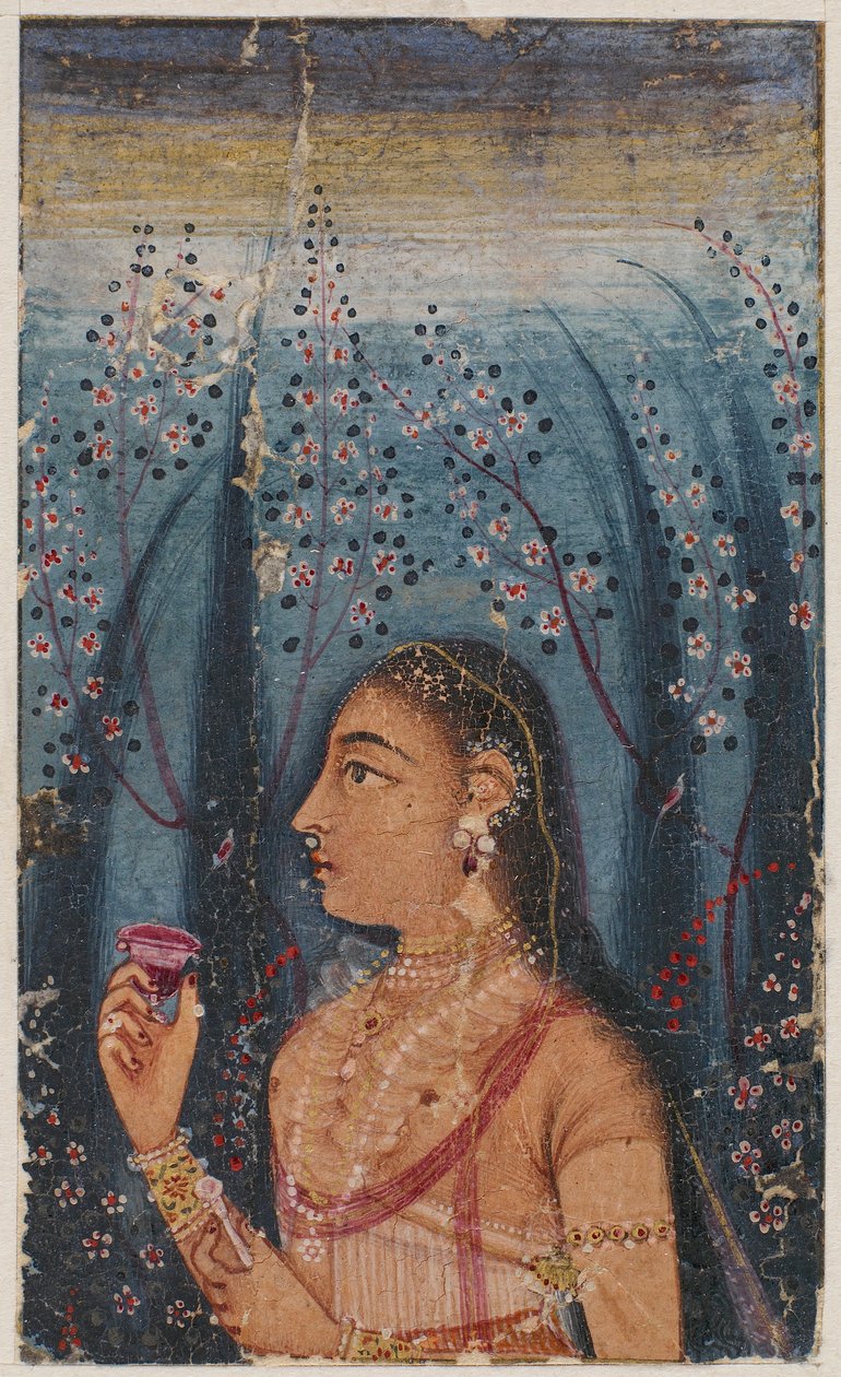 Head of a Young Woman, Among Flowering Stems by Unknown artist