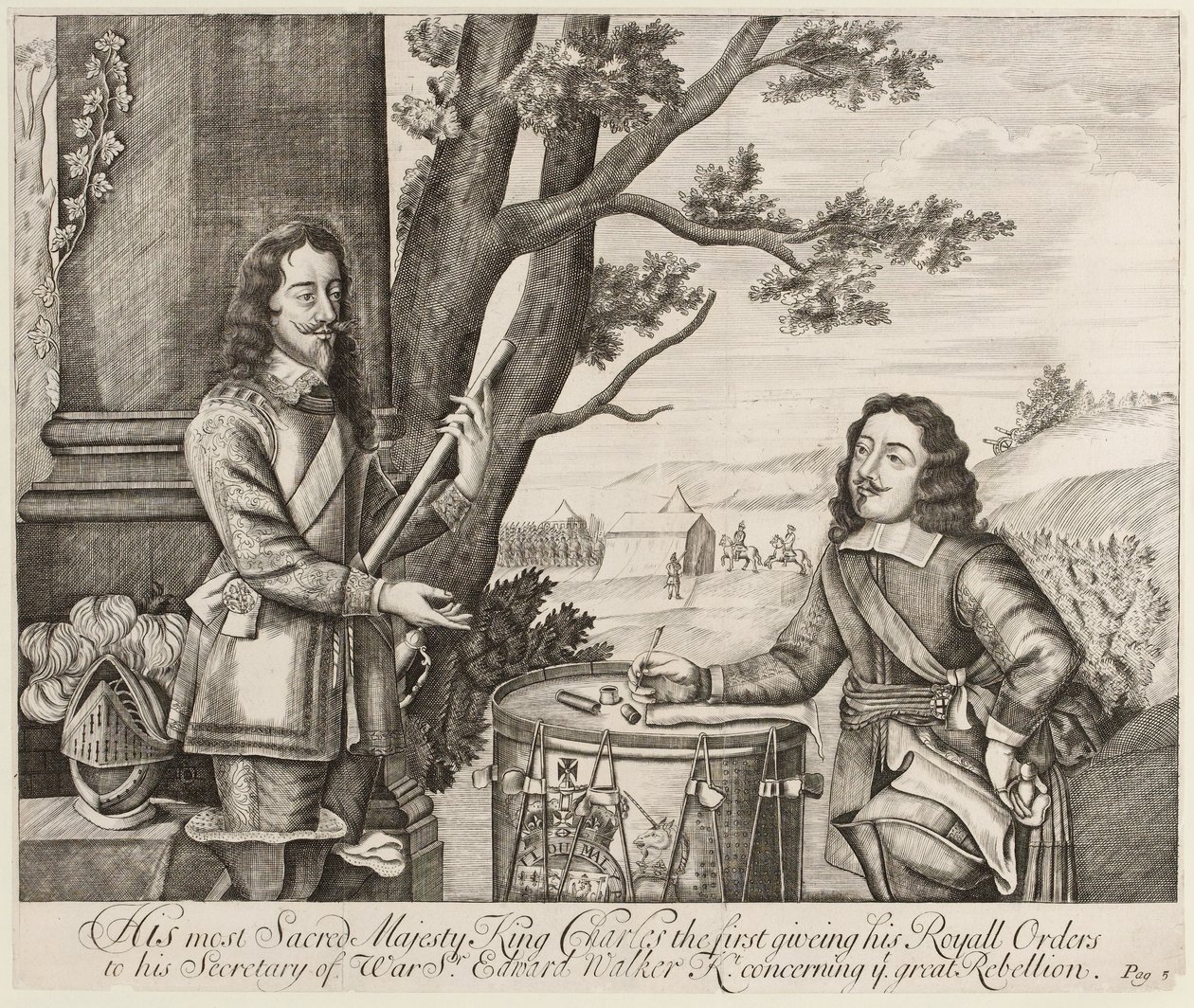 His Most Sacred Majesty King Charles I giving his Royal Orders to his Secretary concerning the great Rebellion by Unknown