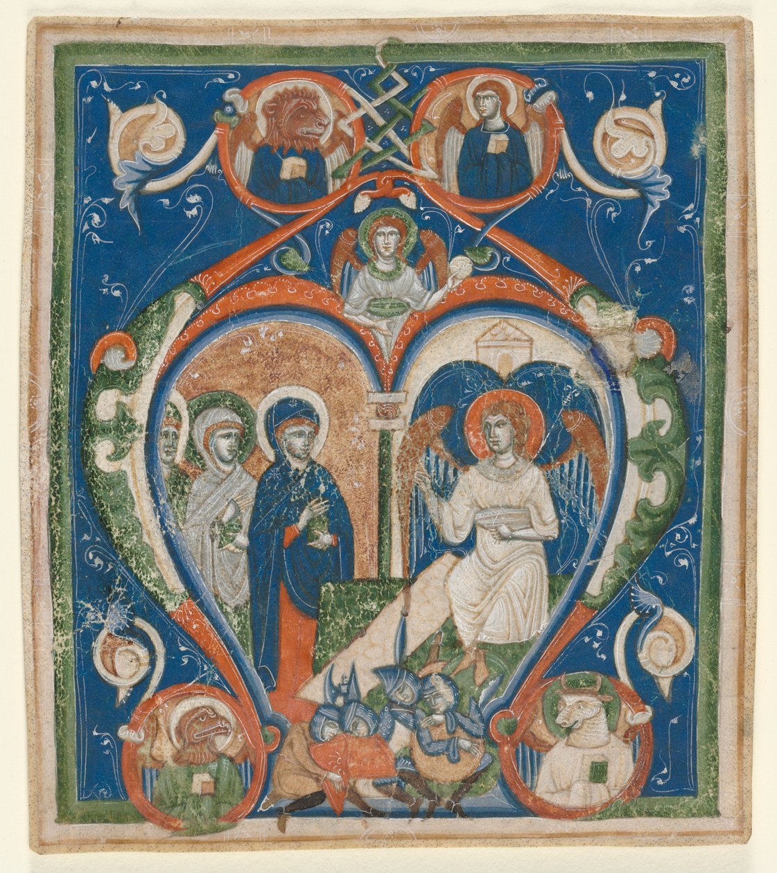 Initial A [ngelus Domini descendit] from an Antiphonary: The Three Marys at the Tomb by Unknown artist