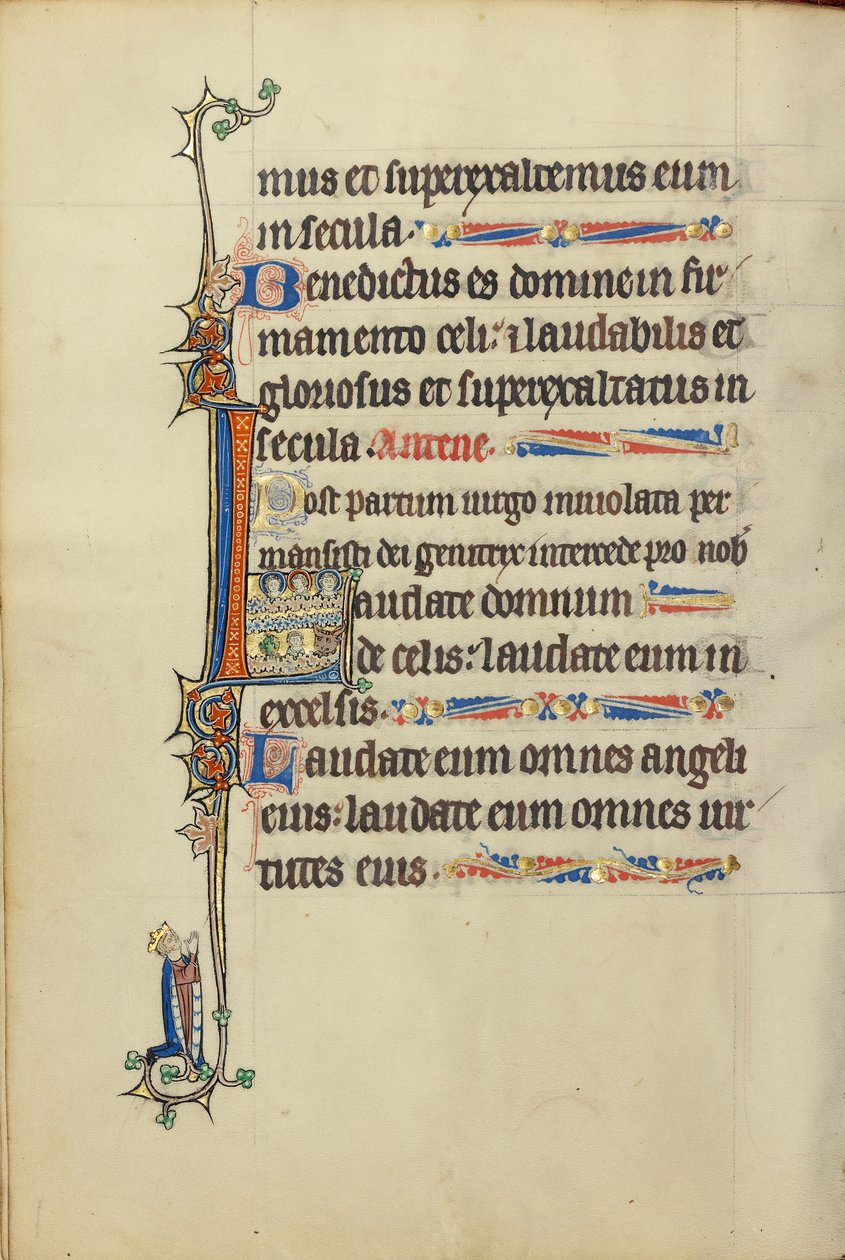 Initial L: Three Nimbed Heads, a Head of a Man, and a Head of a Bull by Unknown artist