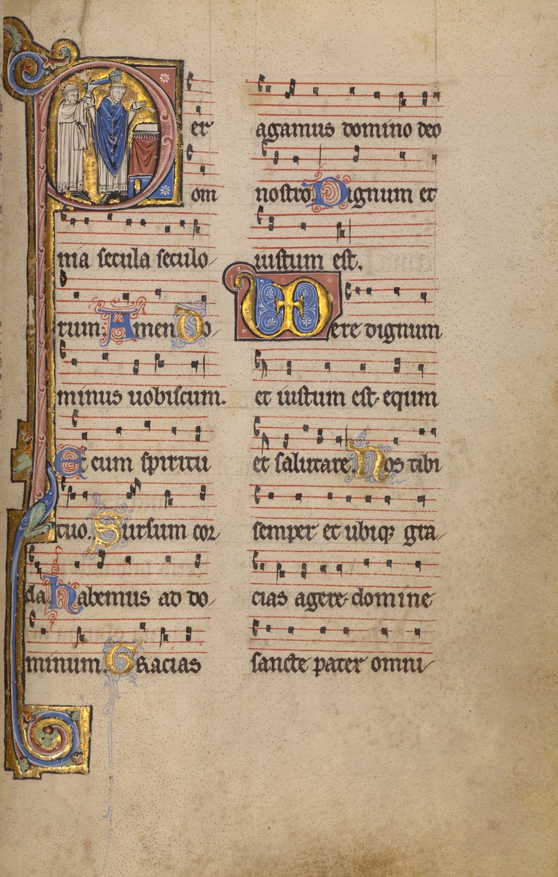Initial P: A Priest and a Ministrant before an Altar by Unknown artist