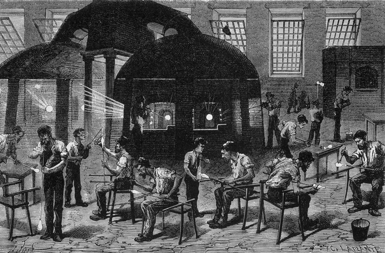 Interior of a glassware, engraving 19th century by Unknown artist