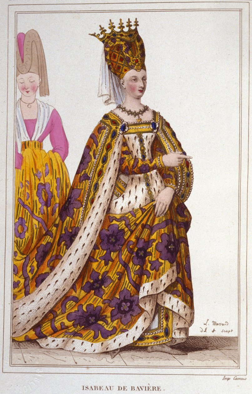 Isabeau of Bavaria. Queen of France. Engraving of 1830. by Unknown artist