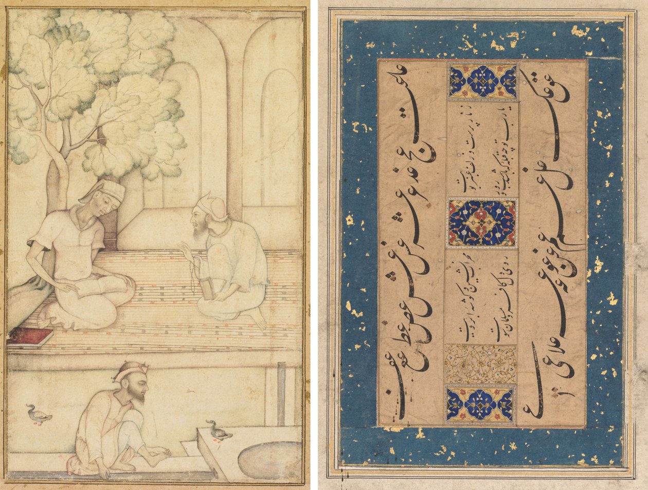 Kabir and Two Followers on a Terrace; Calligraphy by Unknown artist
