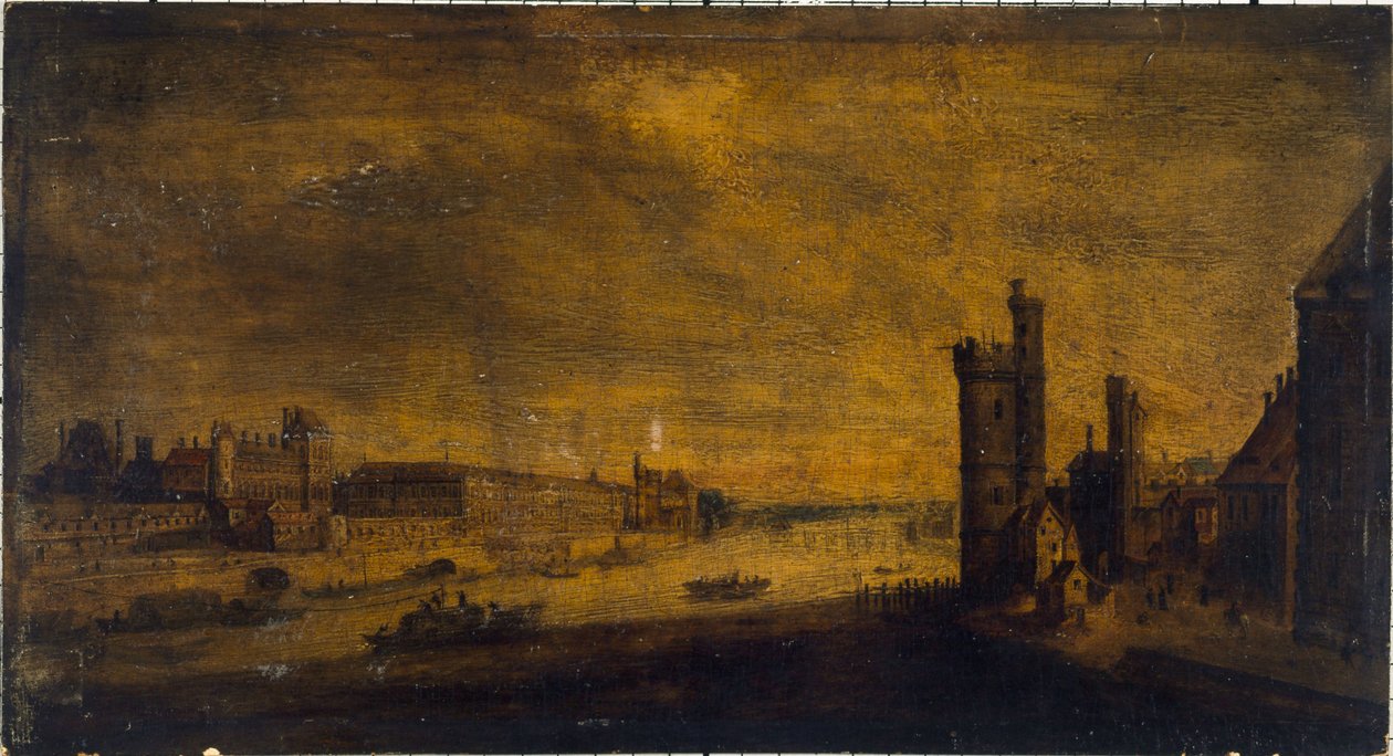Hôtel de Nevers, the Tower of Nesle, the Grande Galerie and the Louvre, seen from the Pont-Neuf, circa 1640 by Unknown artist