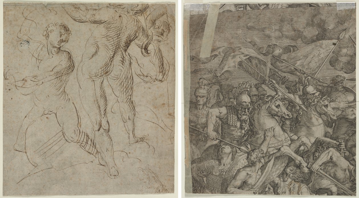 Laocoön (recto); Battle of the Milvian Bridge (fragment) (verso) by Unknown artist