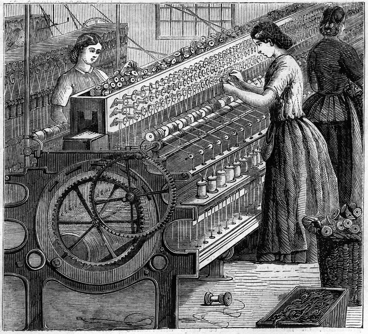 Large English industries: Walter Evans cotton spinning in England in 1863. The twisting of the wire by Unknown artist