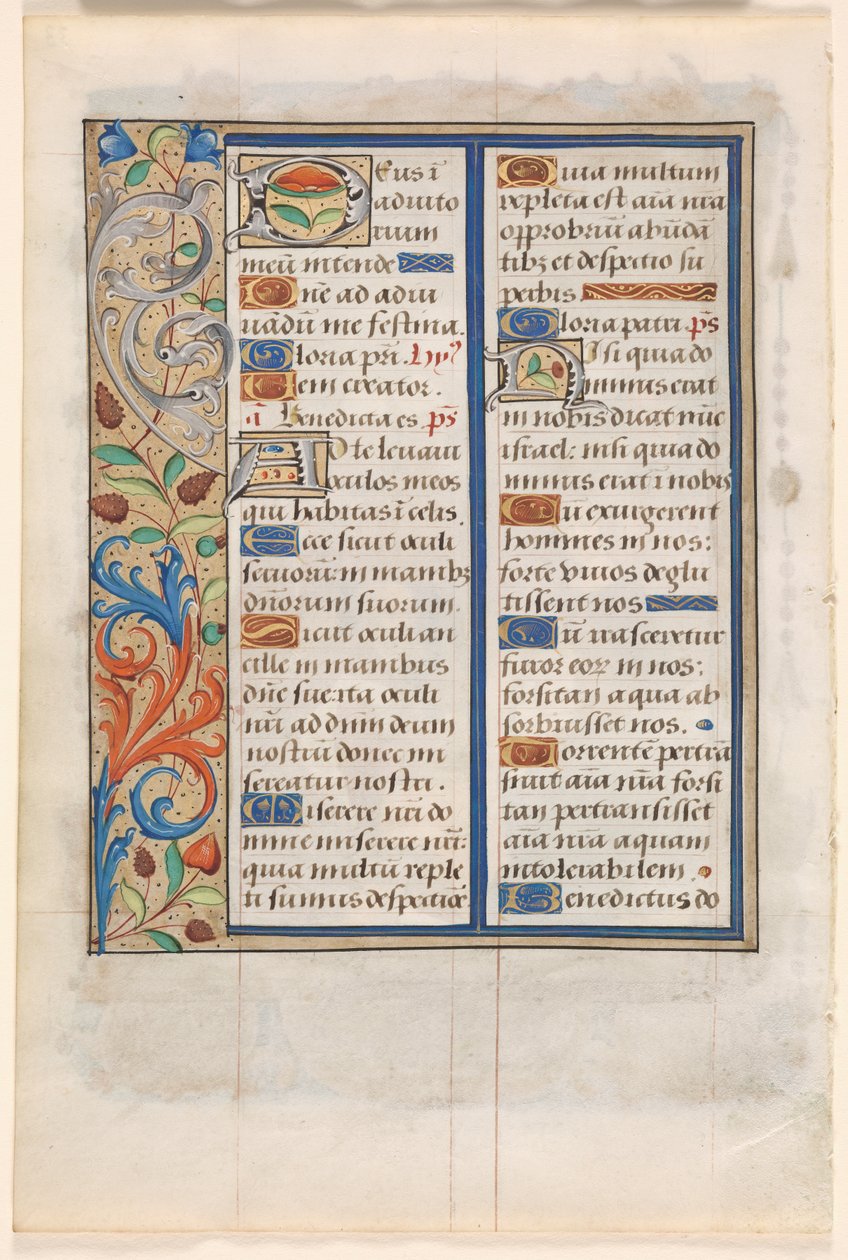 Leaf from a Book of Hours: Text with Illustrated Border (verso) by Unknown artist