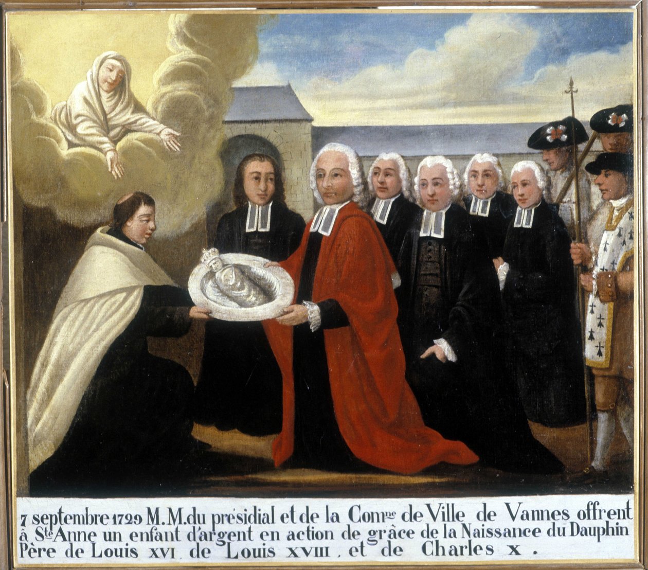MM du Presidial et de la Commune de Vannes Offer Saint Anne a Silver Child in Thanksgiving from the Birth of the Dolphin Louis de France by Unknown artist