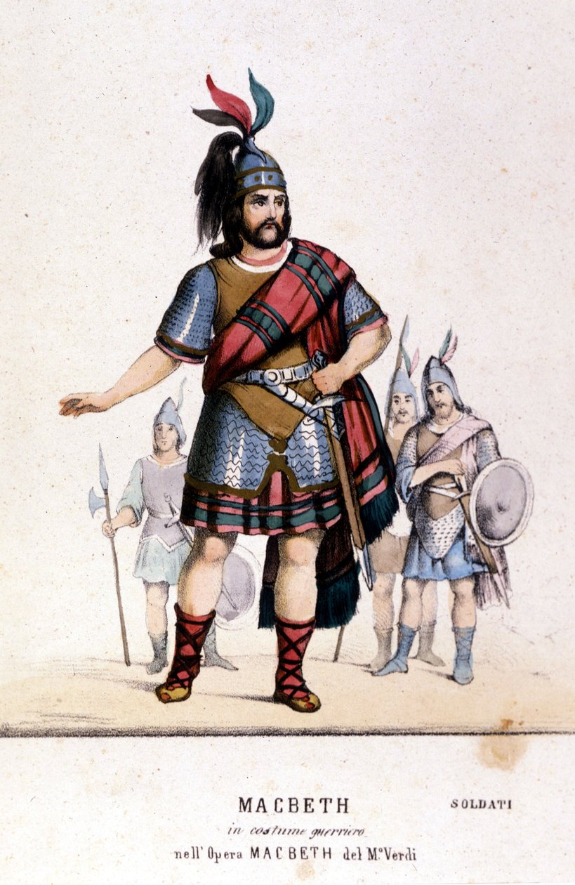 Macbeth character in a warrior costume in the opera of the same name by Giuseppe Verdi (1813 - 1901) after the work of William Shakespeare. 1847. by Unknown artist