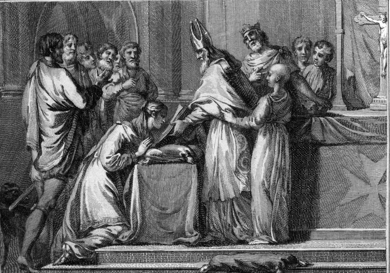 Marriage of Sigebert I, King of Austrasia and Brunehaut, 566 (18th century engraving) by Unknown artist