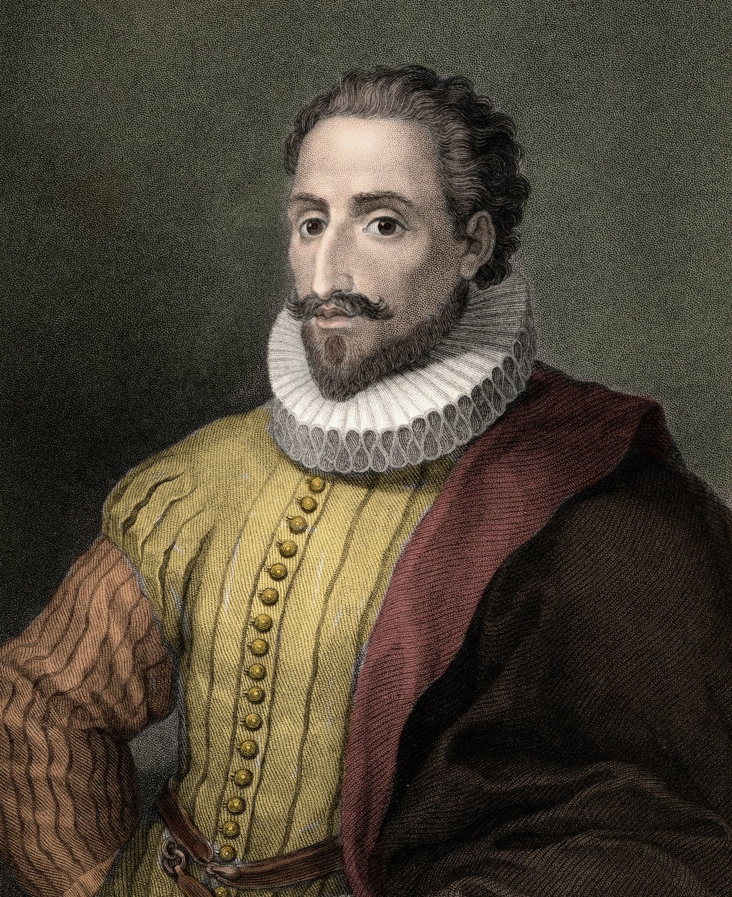 Miguel de Cervantes Saavedra 1547-1616 - engraving - 19th century by Unknown artist