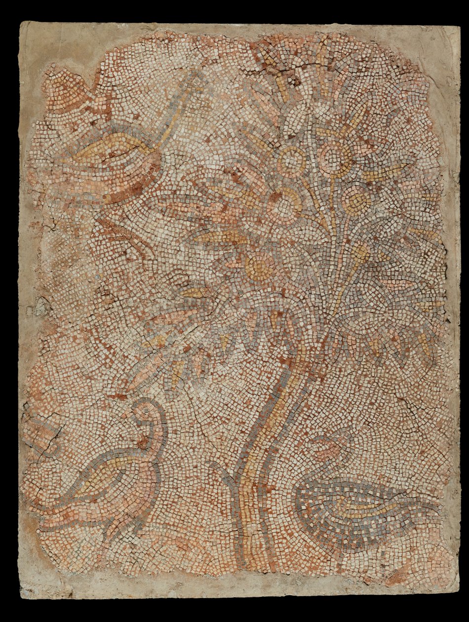 Mosaic Fragment with Three Birds and a Tree by Unknown artist