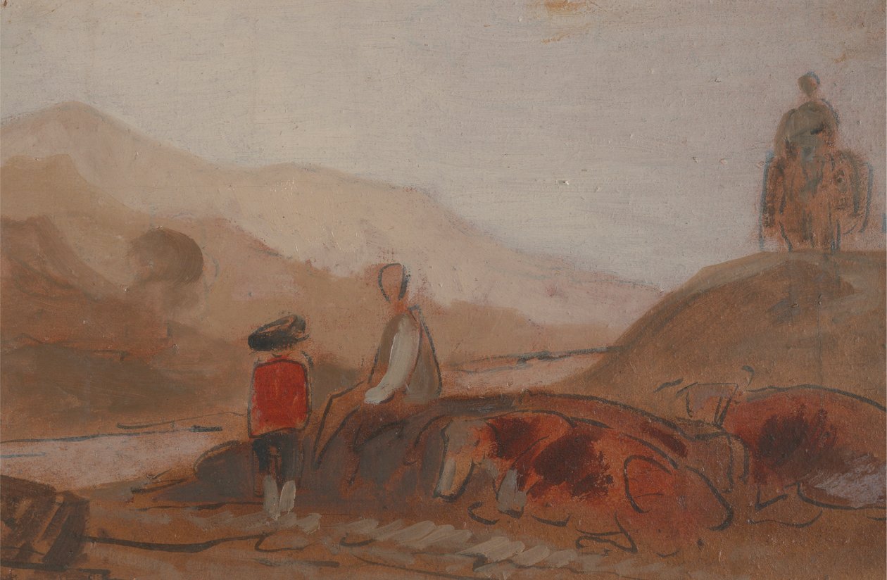Mountainous Landscape with Figures by a Lake by Unknown artist