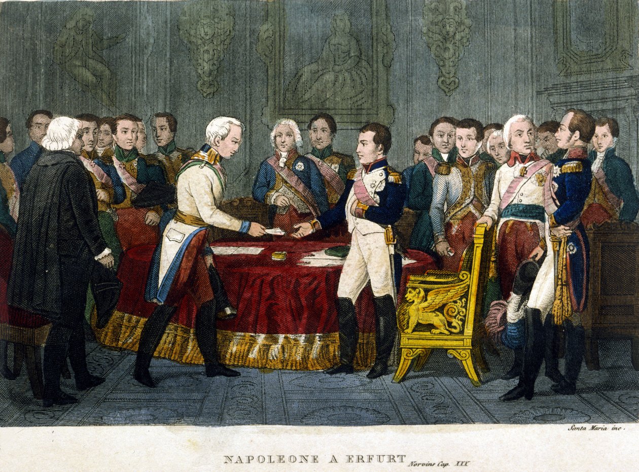 Napoleon I (1769 - 1821) Met Alexander I in Erfurt in 1808 by Unknown artist