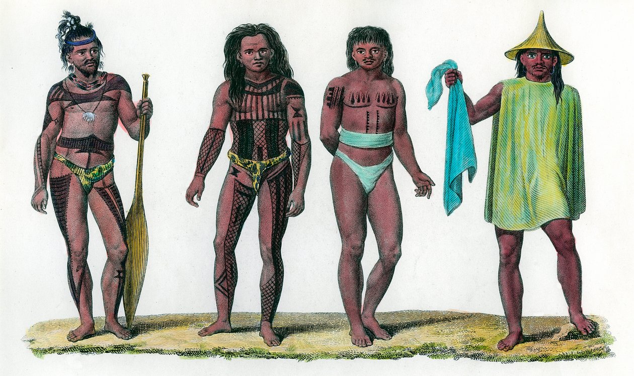 Natural islands of Iros Penelap and Aouara, population of the Oceanian continent by Unknown artist