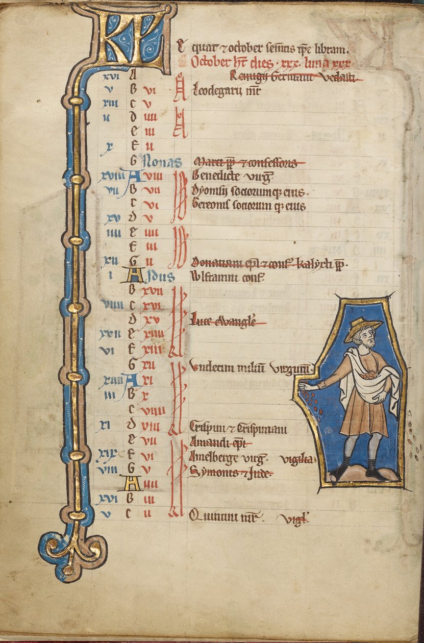 October Calendar Page; Sowing by Unknown artist