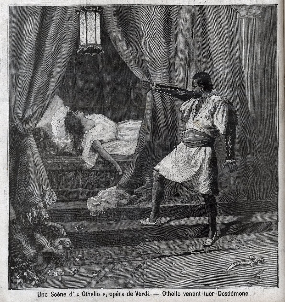 Othello just killed Desdemona in his bed. Scene of the Opera 