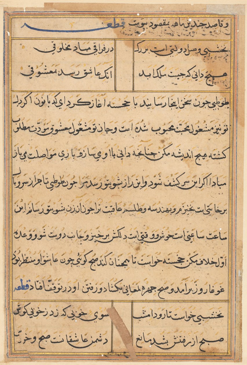Page from Tales of a Parrot (Tuti-nama): text page by Unknown artist