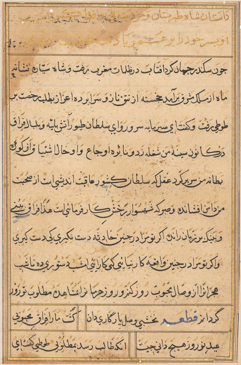 Page from Tales of a Parrot (Tuti-nama): text page by Unknown artist