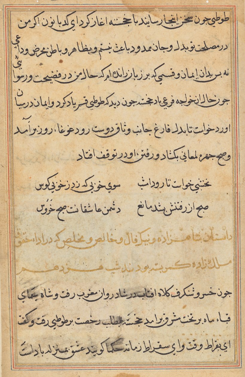 Page from Tales of a Parrot (Tuti-nama): text page by Unknown artist