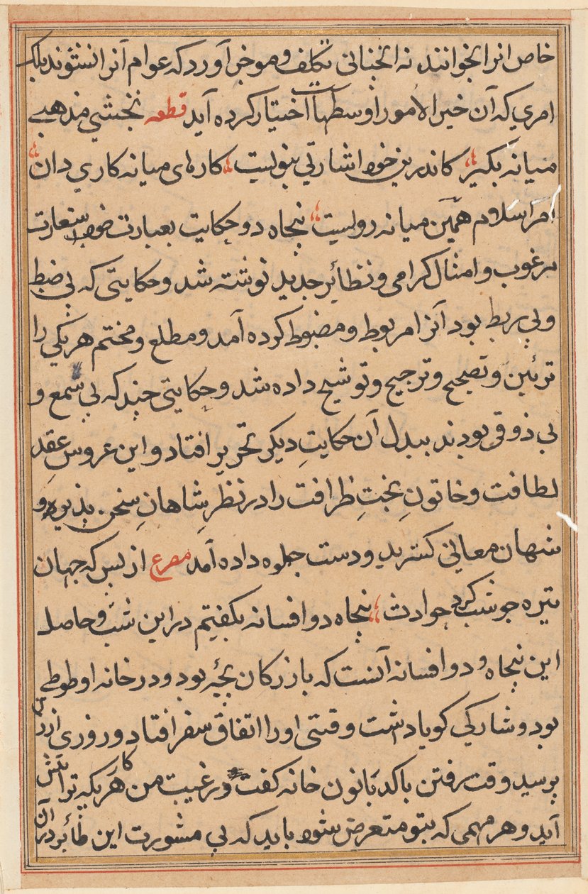 Page from Tales of a Parrot (Tuti-nama): text page by Unknown artist