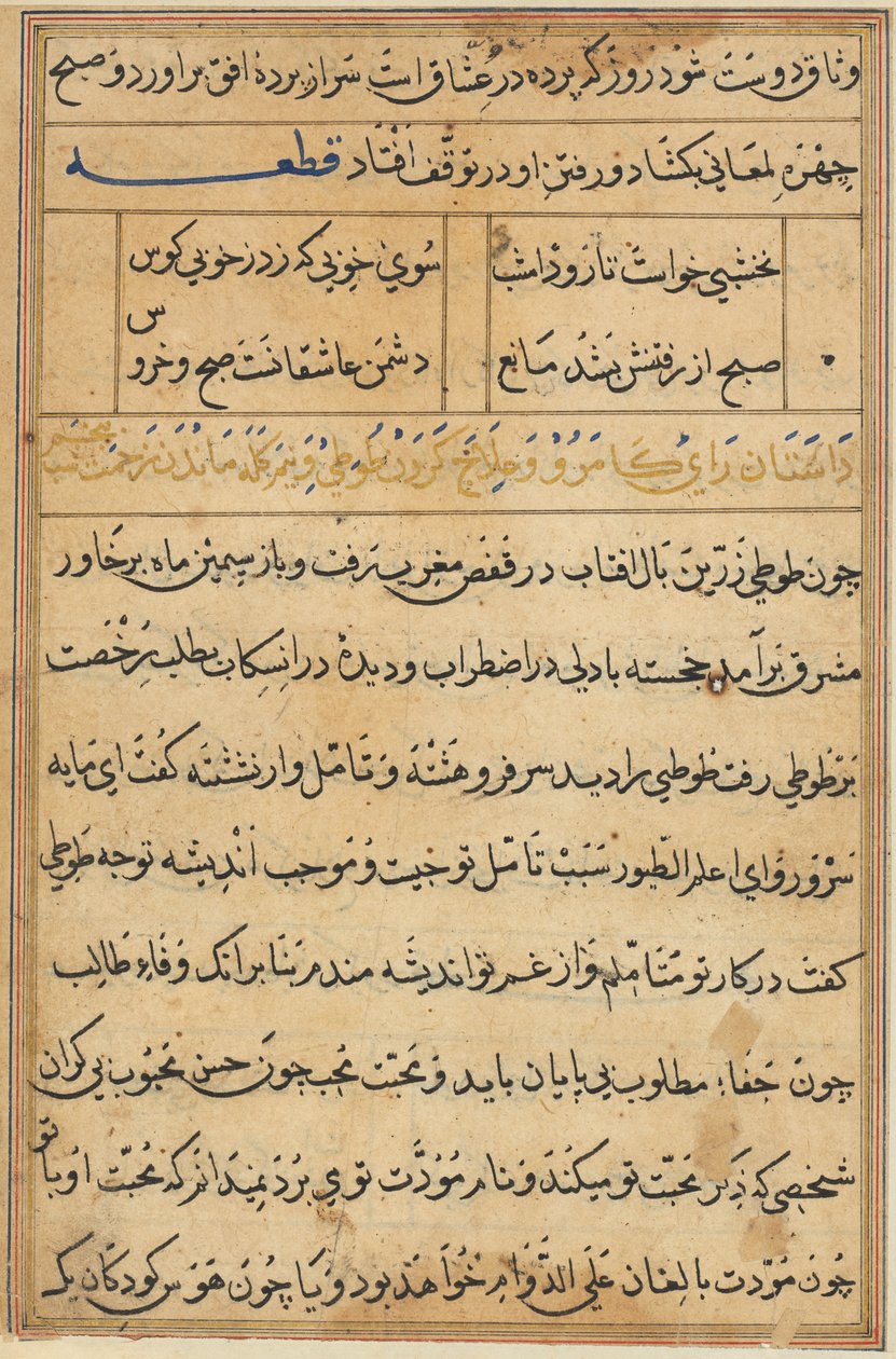 Page from Tales of a Parrot (Tuti-nama): text page by Unknown artist