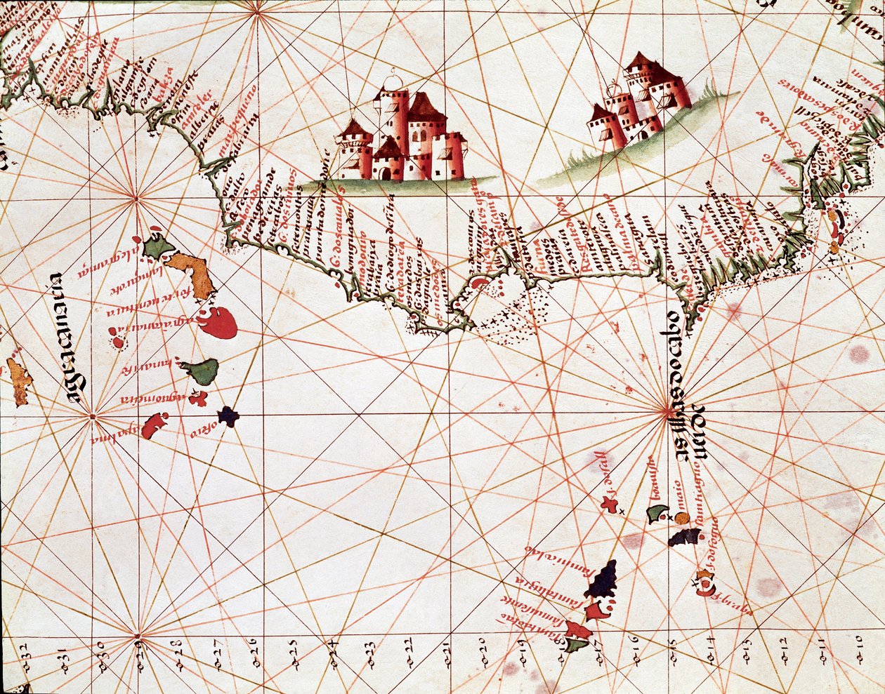 Page of a marine draft representing the islands of Cape Verde, the Canary Islands by Unknown artist