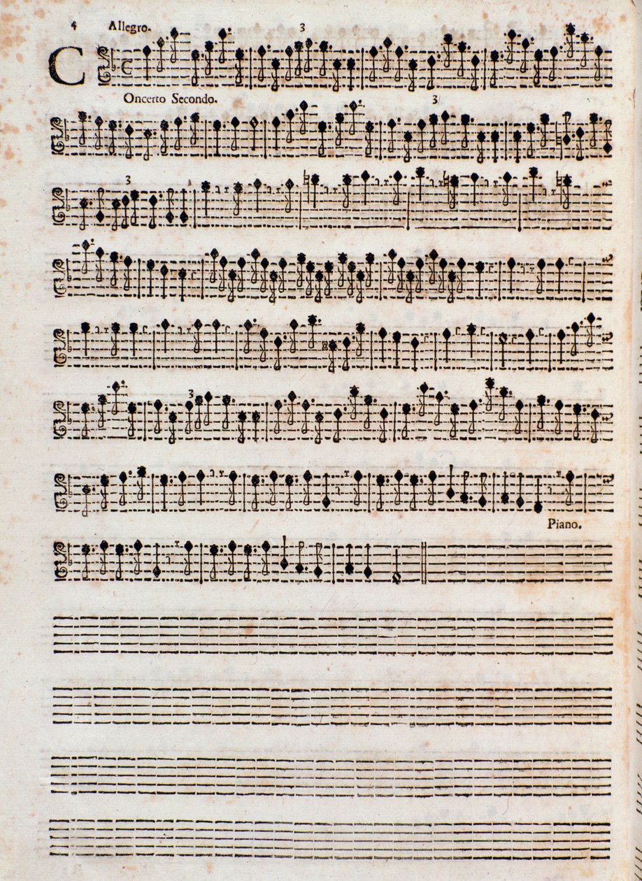 Page of Musical Score of Concerti a Cinque, Op. 5 by Tomaso Albinoni by Unknown artist