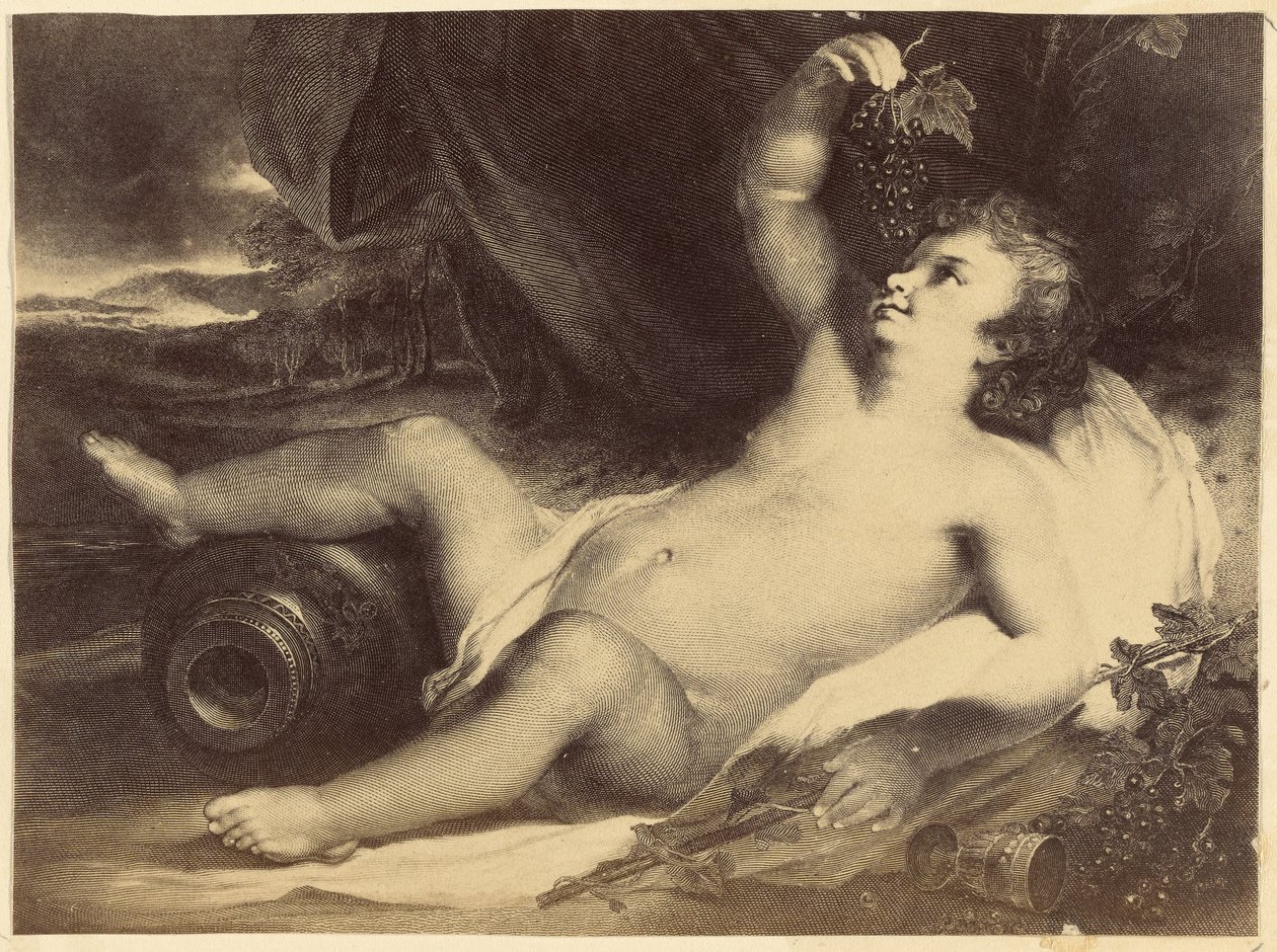 Painting of a child eating grapes by Unknown artist