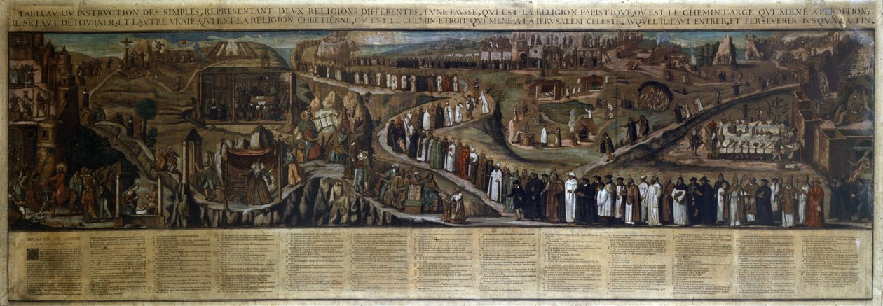 Painting representing two religions, a false the papist a true the Christian by Unknown artist