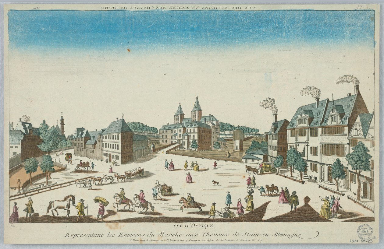 Peep-show, Optical View Representing the Surroundings of the Horse Market of Stettin in Germany by Unknown artist