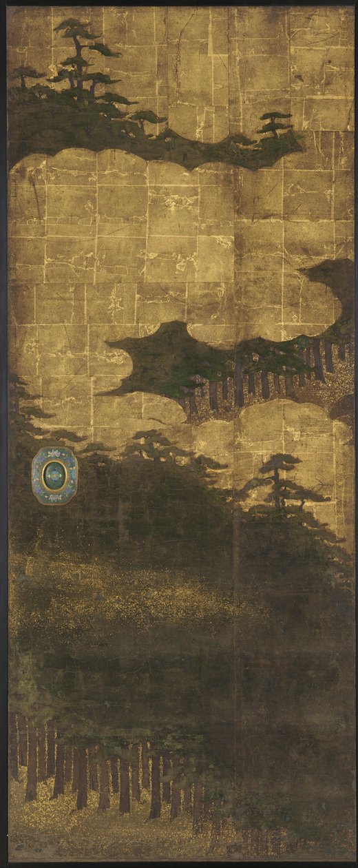 Pine Trees, Water and Clouds by Unknown artist