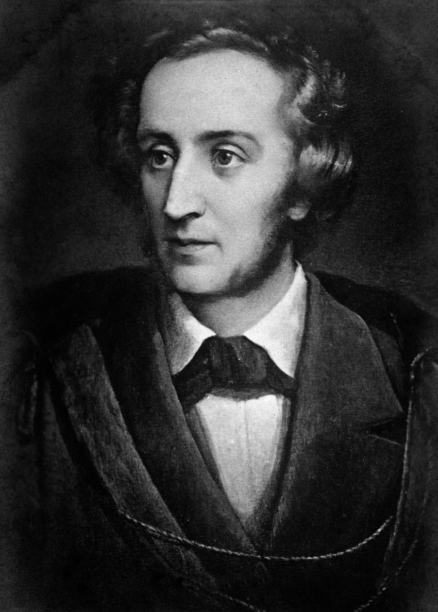 Portrait of Felix Mendelssohn Bartholdy (1809-1847), German composer and director Lithograph. 19th century. Milan, Biblioteca del Conservatorio by Unknown artist
