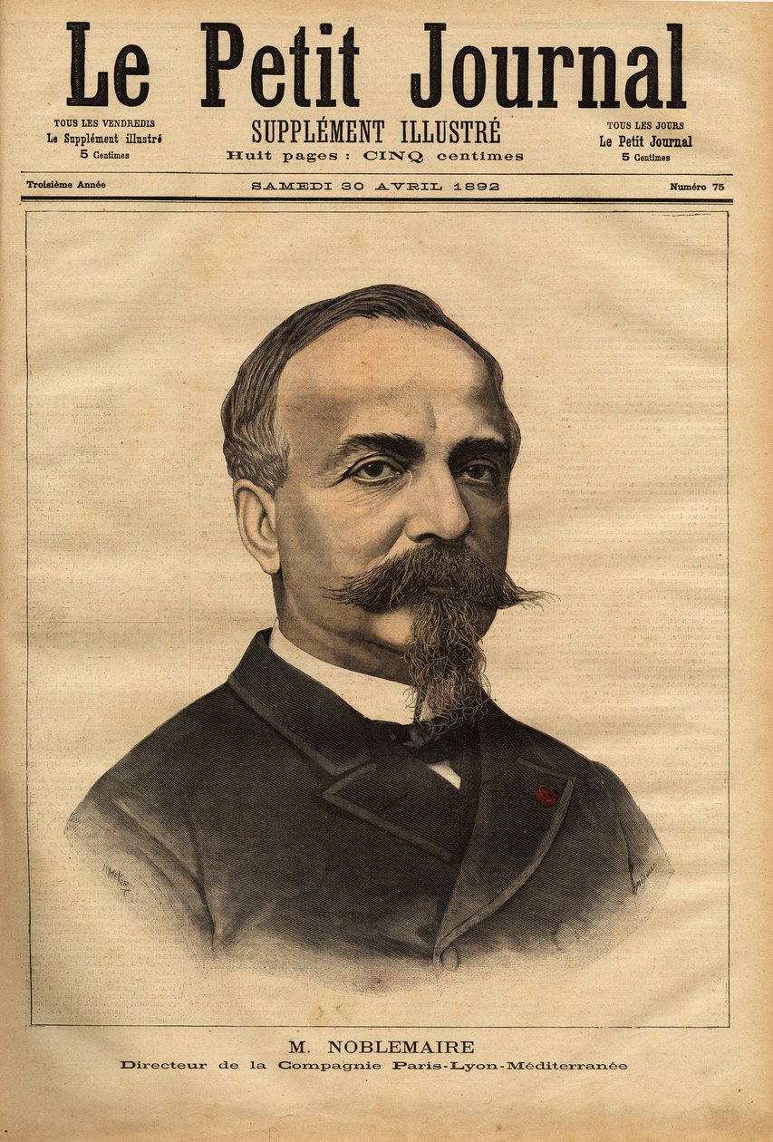 Portrait of Gustave Noblemaire (1832-1924) who, after successfully supervising the construction of the Alger-Oran railway line until 1869, returned to Paris to take over the direction of the Paris Lyon Mediterranee company by Unknown artist