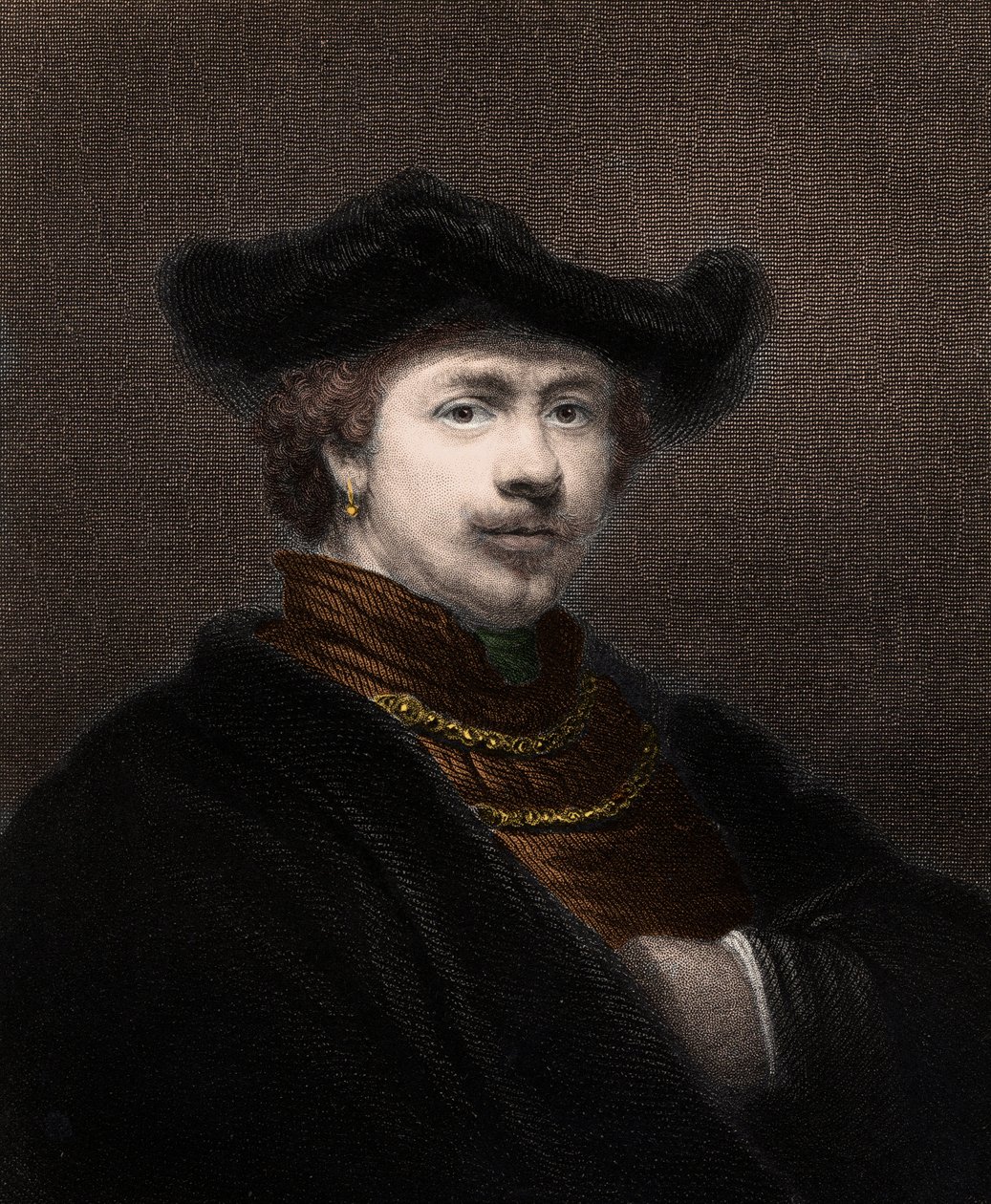 Portrait of Harmenszoon van Rijn Rembrandt (1606-1669), Dutch painter - engraving - 19th century by Unknown artist