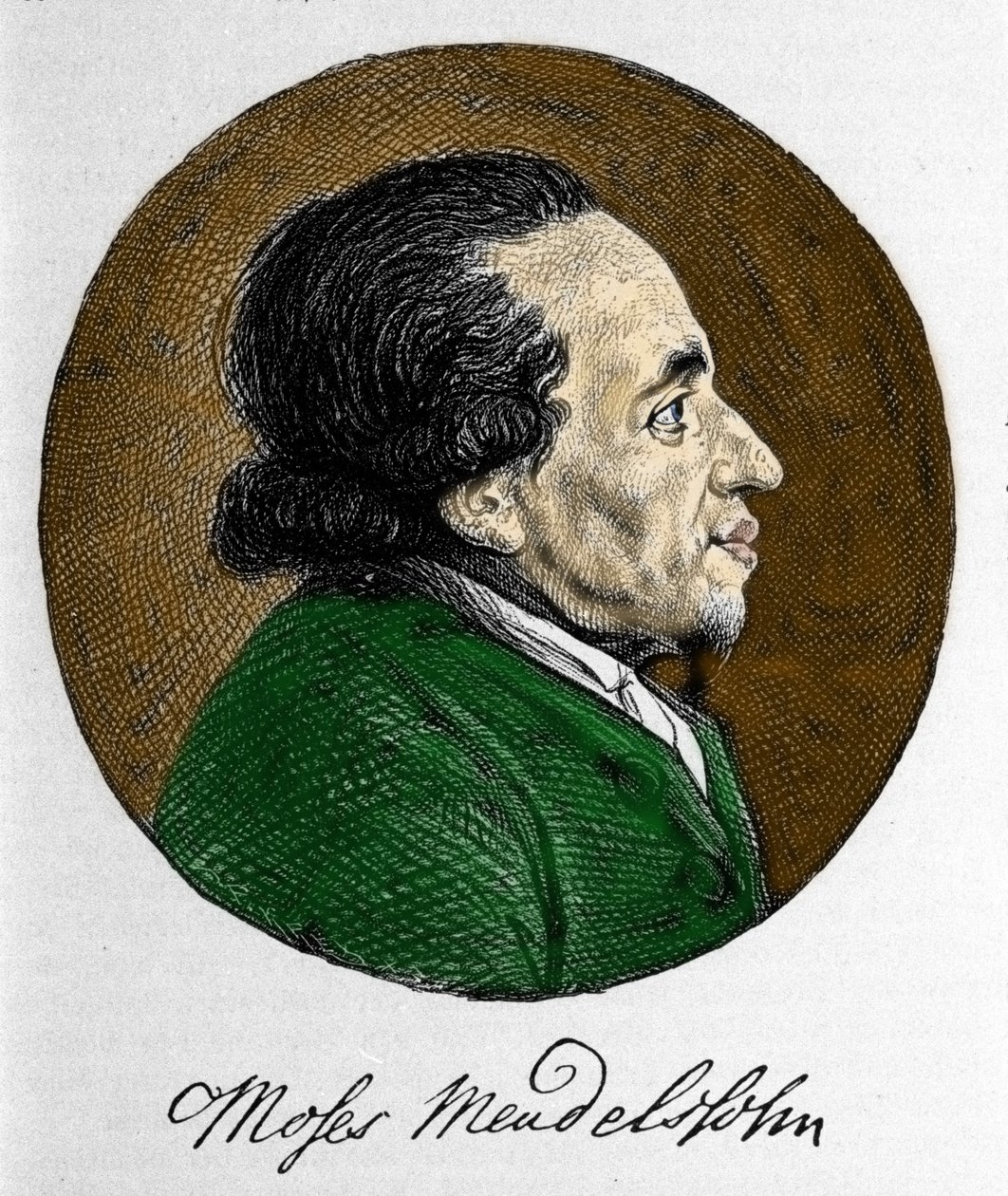 Portrait of Moses Mendelssohn (1729 - 1786), philosopher and true founder of modern Judaism. Grandfather of the musician Felix Mendelssohn by Unknown artist