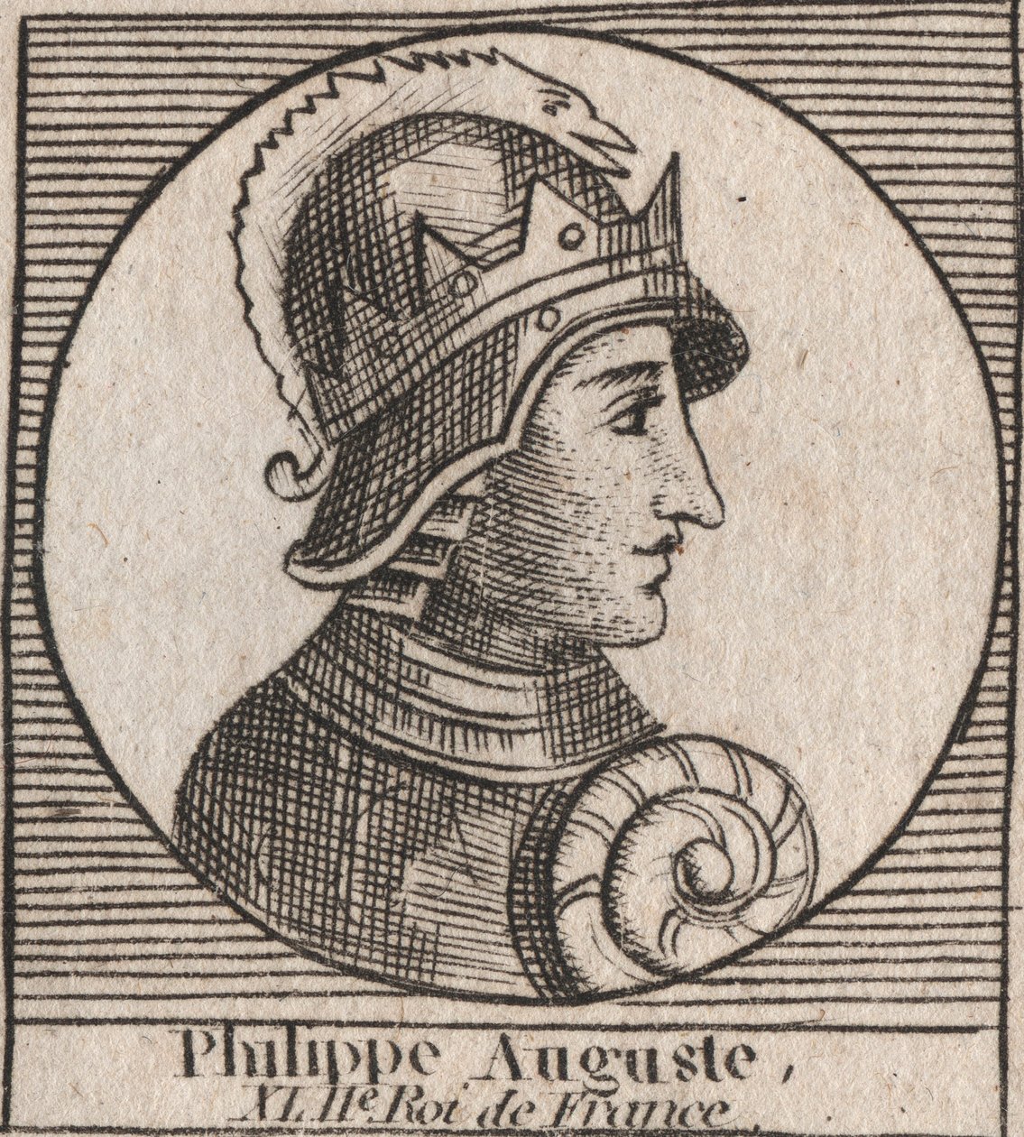Portrait of Philip II called Philip Augustus (1165-1223) - engraving from “Instruction sur l