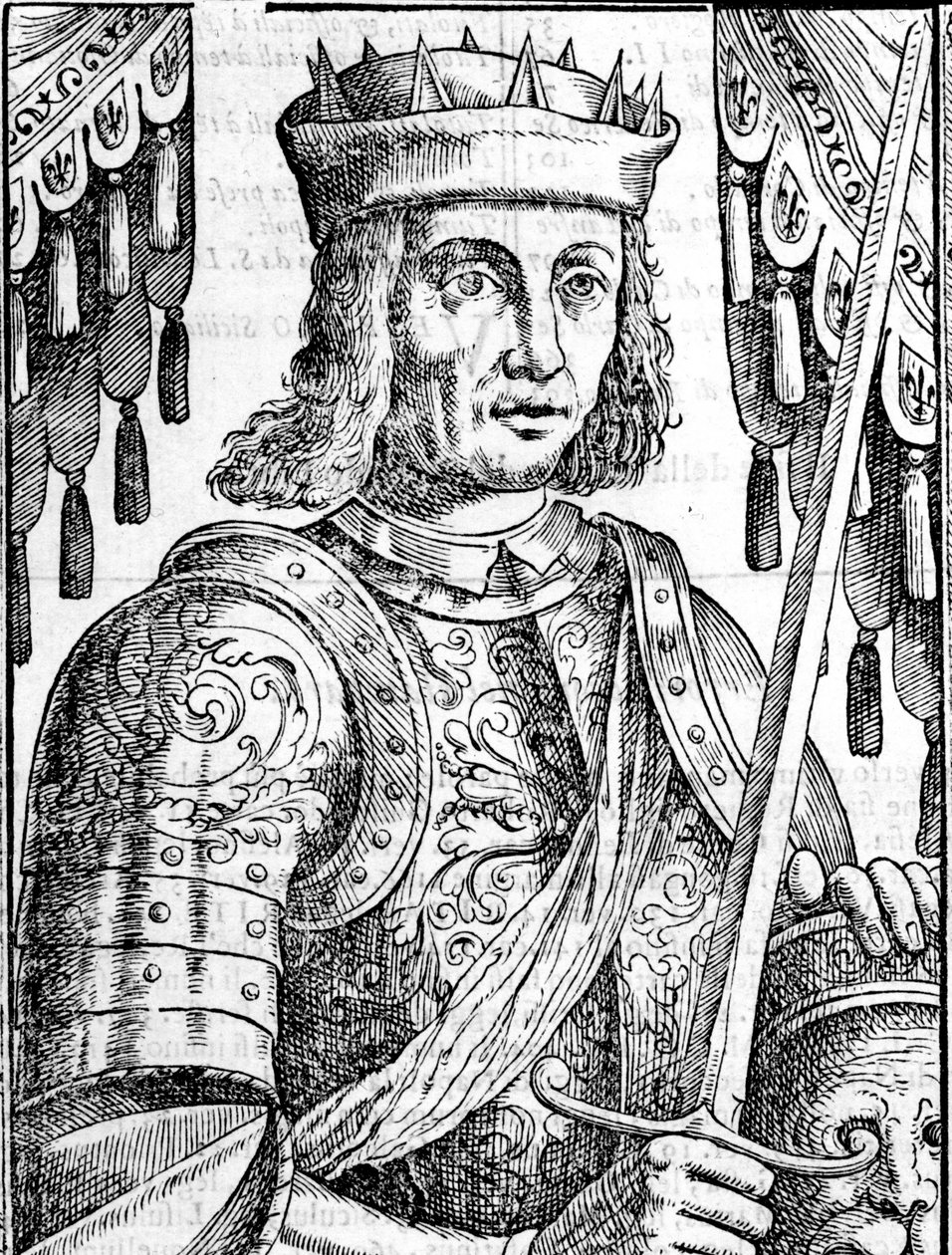 Portrait of Roger II of Hauteville, founder of the monarchy of Sicily. Xilography of the 16th century by Unknown artist