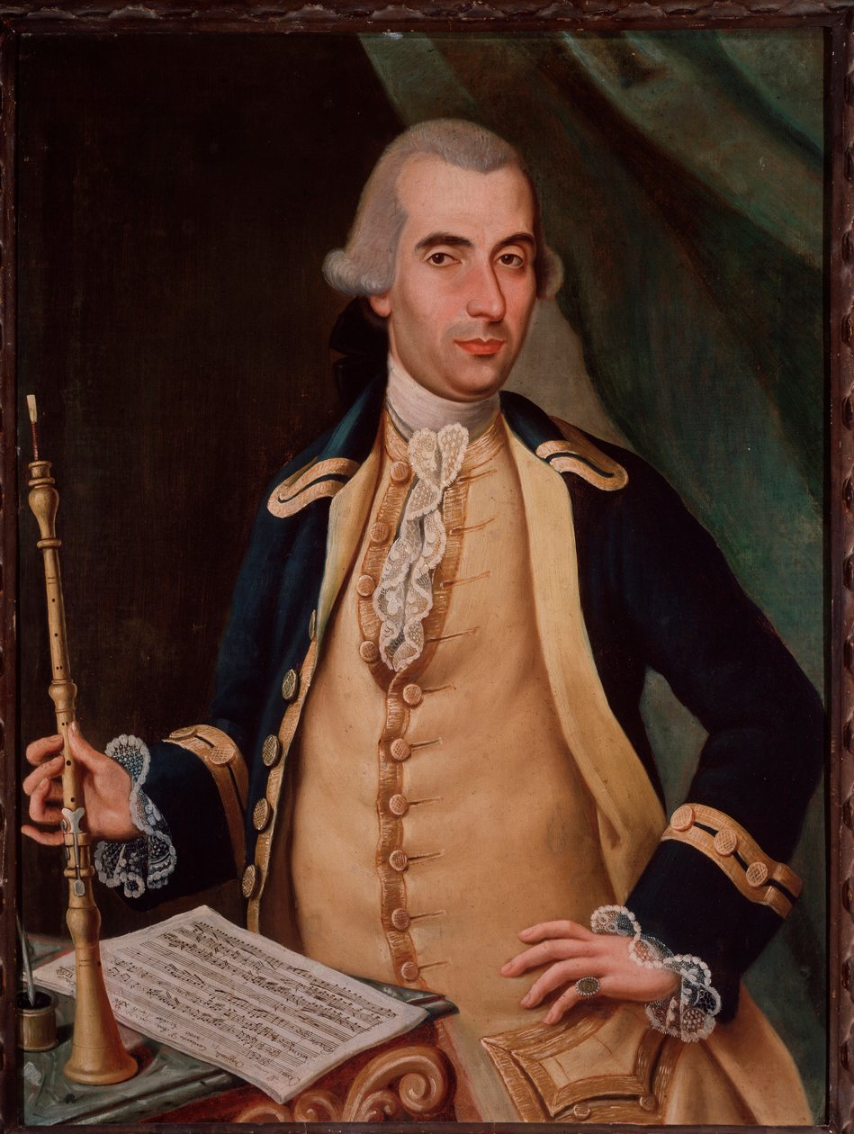 Portrait of Sante Aguilar (c. 1734-1808) Italian oboist. Anonymous painting. 18th century. Bologna Civico Museo Bibliografico by Unknown artist