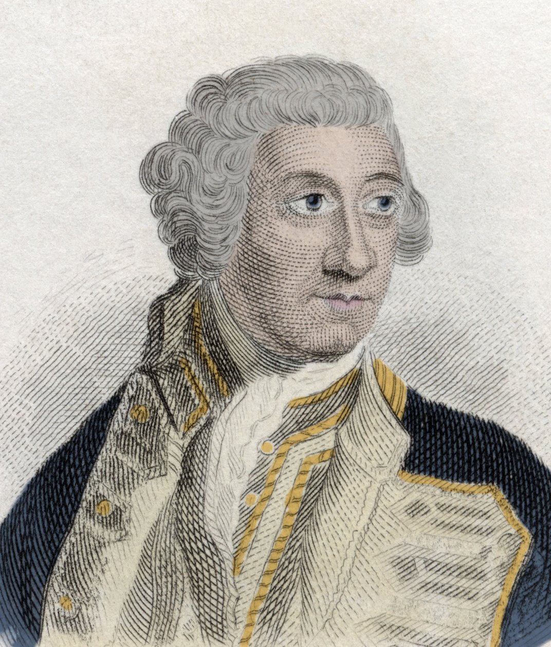 Portrait of Sir Charles Saunders (ca. 1715-1775), English Admiral in the British Royal Navy and First Lord of the Admiralty (engraving) by Unknown artist