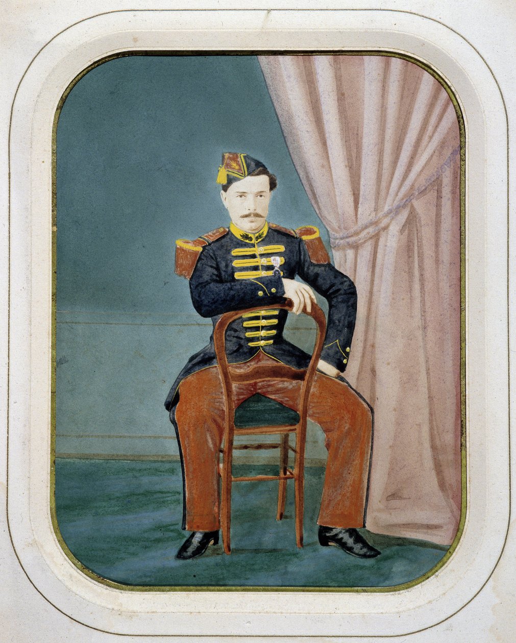 Portrait of a soldier. Anonymous colored photograph, circa 1880. by Unknown artist