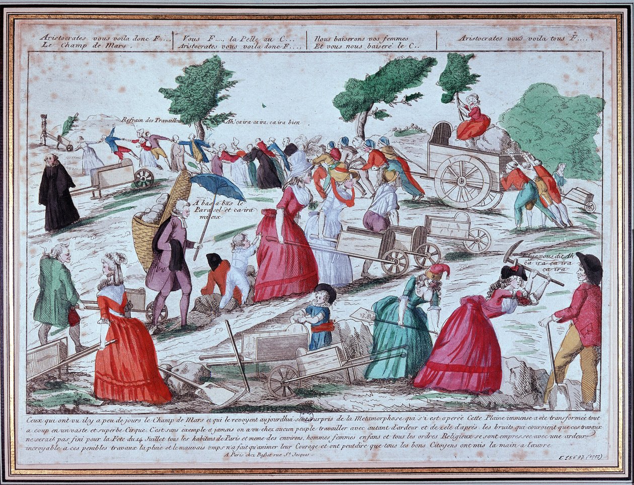 Preparation at the Champs de Mars of the feast of July 14 - engraving by Unknown artist