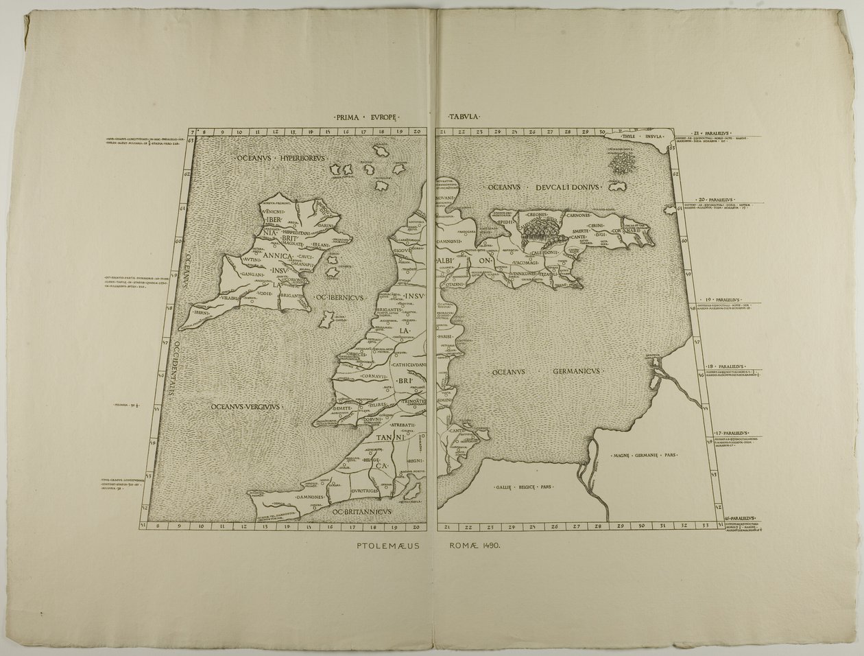 Prima Europe Tabula: Ptolemy Rome 1490 by Unknown artist