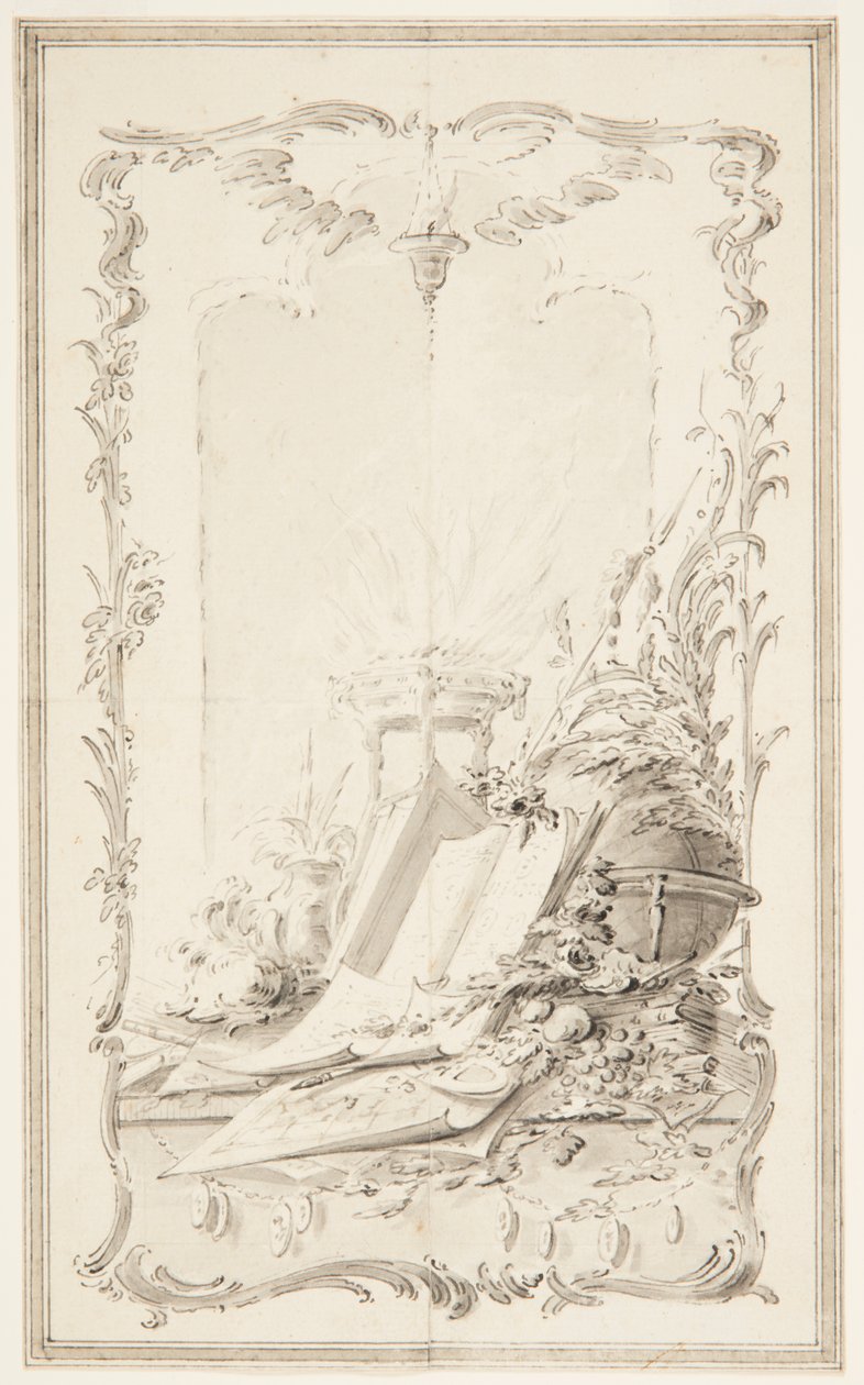 Project for Book Illustration; A Panel with Attributes of Sciences and of a Hero by Unknown artist